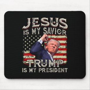 Mousepad Jesus é o meu salvador é o meu presidente american
