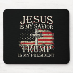 Mousepad Jesus é o meu salvador é o meu presidente american