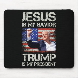 Mousepad Jesus é o meu salvador é o meu presidente american