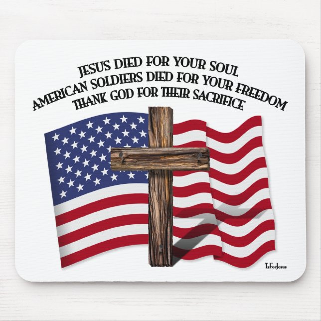 Mousepad Jesus e os Soldados Americanos cruz robusta US... (Frente)