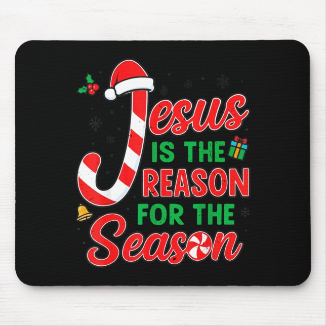 Mousepad Jesus Is Reason For Season Christian Christmas Pjs (Frente)