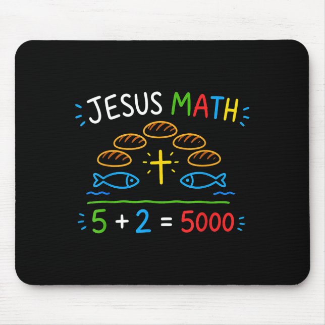 Mousepad Jesus Matemática 2 Peixes 5 Pães Alimenta Os 5000  (Frente)