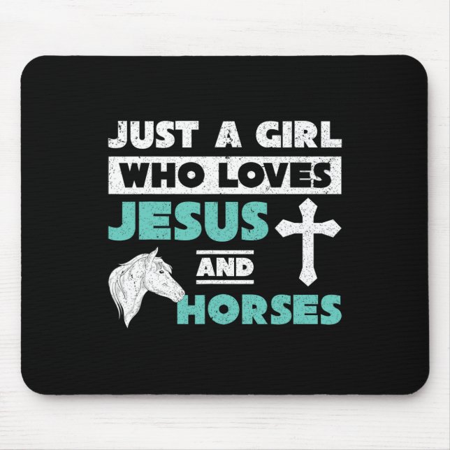 Mousepad Jesus Orador Cavalo Sobrevoado Raparigas Mulheres  (Frente)