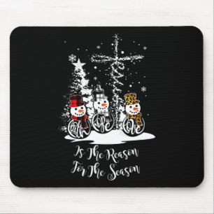 Mousepad Jesus Razão da época de Natal Fé Love Snowman C