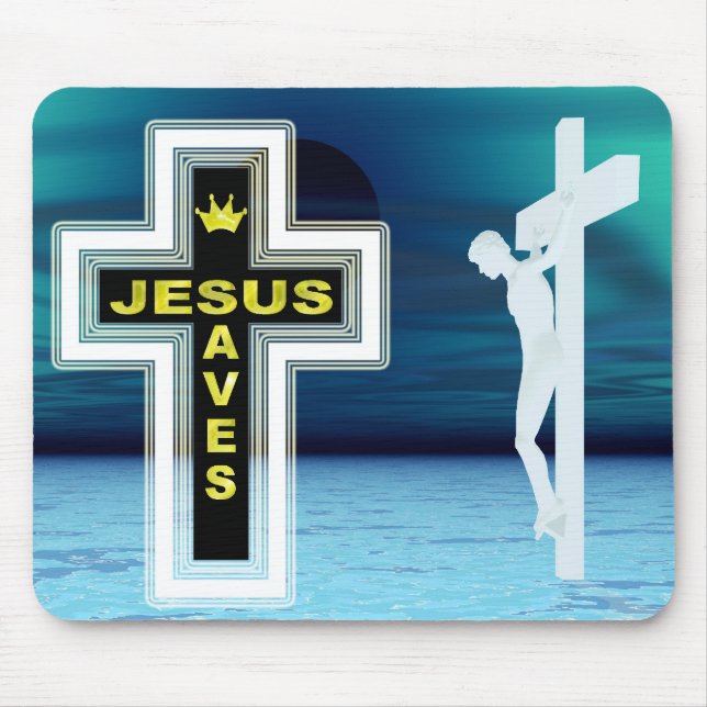 Mousepad Jesus salva a imagem de crucificação (Frente)