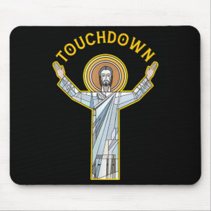 Mousepad Jesus Touchdown Diversão Fé Cristã Frase Meme C