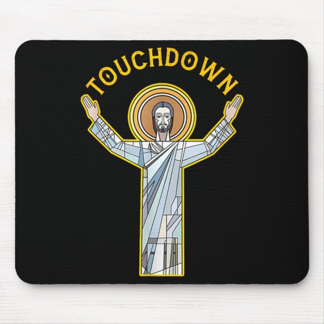 Mousepad Jesus Touchdown Diversão Fé Cristã Frase Meme C (Frente)