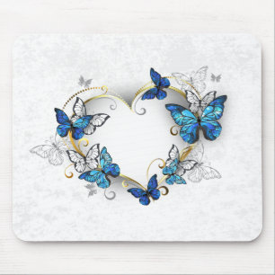 Mousepad Jewelry Heart with Butterflies Morpho