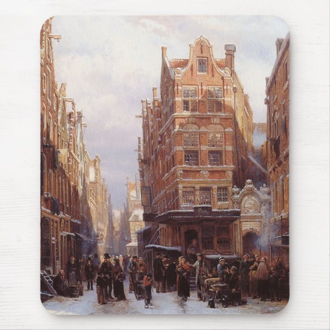 Mousepad Jewish Quarter em Amsterdã (Vintage City Scene) (Frente)