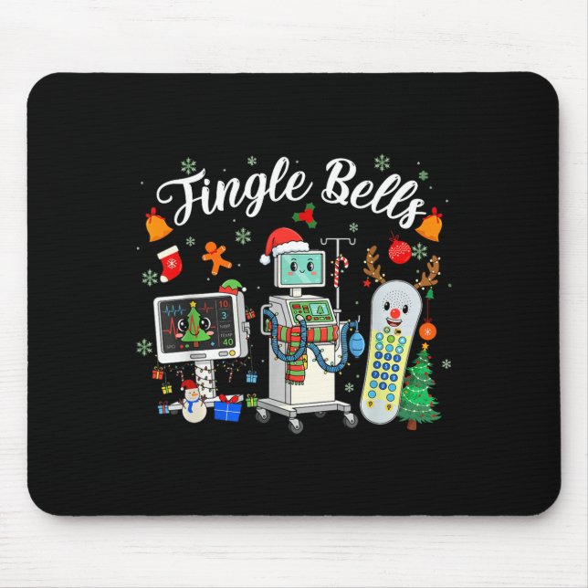 Mousepad Jingle Bells Er Nurse Funny Christmas Tech Nursing (Frente)