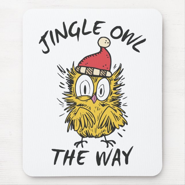 Mousepad Jingle Owl do jeito que Papais noeis Engraçados Co (Frente)