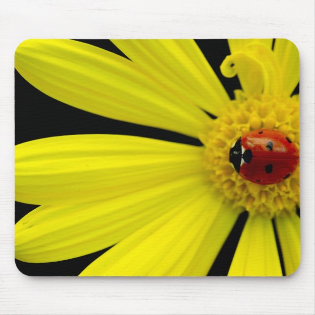 Mousepad Joaninha na margarida amarela (Frente)