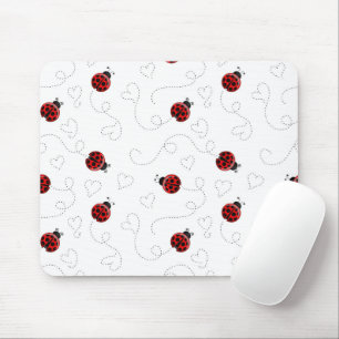 Mousepad Joaninha Vermelha Besouro Inseto Amante Corações P
