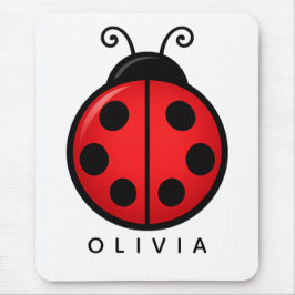 Mousepad Joaninha Vermelha Fofa Nome Personalizado Arte Grá