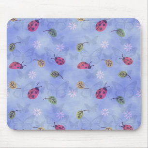 Mousepad Joaninhas e Folhas de Outono Azul