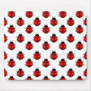 Mousepad Joaninhas Vermelhas Fofas Padrão e Inseto Alegre