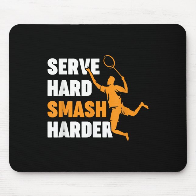 Mousepad Jogador de Badminton Peteca Saque Duro Smash Mais  (Frente)