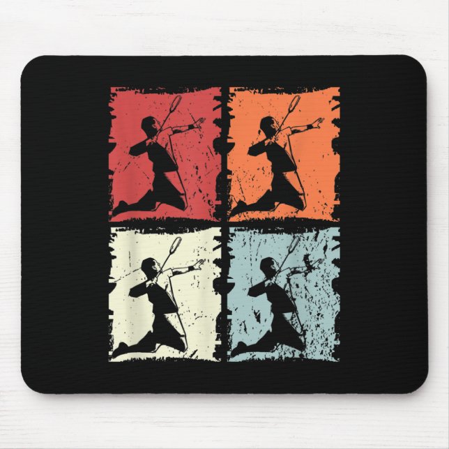 Mousepad Jogador de Badminton Retro Badminton, Shuttle (Frente)