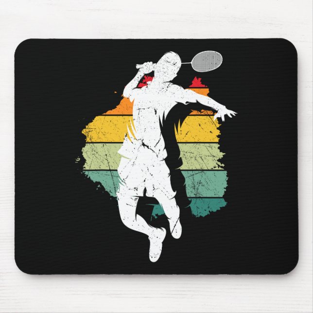 Mousepad Jogador de Badminton Retro Equipe de Badminton Enc (Frente)