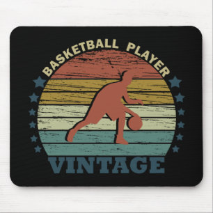 Mousepad Jogador de basquete dribblando vintage retro sunse
