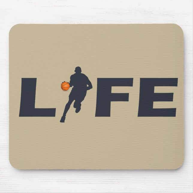 Mousepad Jogador de basquete dribble com bola de laranja (Frente)