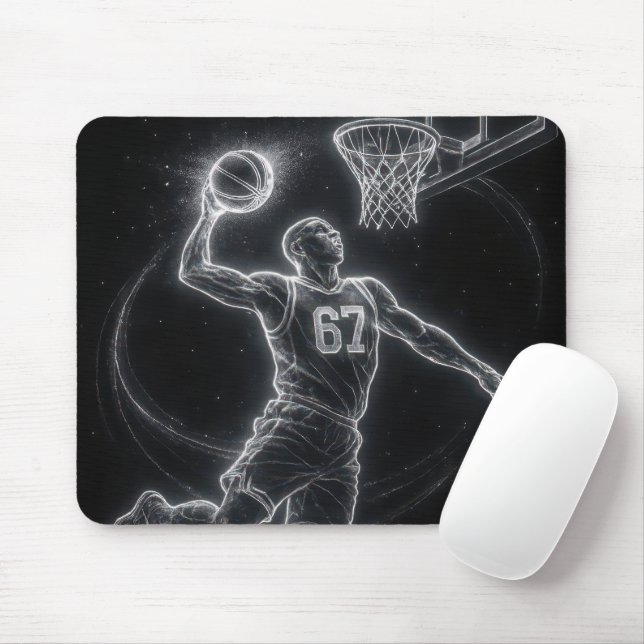 Mousepad Jogador de Basquete Neon Número 67 (Com mouse)