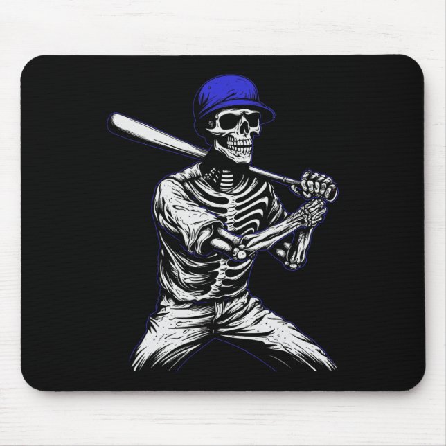 Mousepad Jogador de beisebol do Skeleton Halloween (Frente)