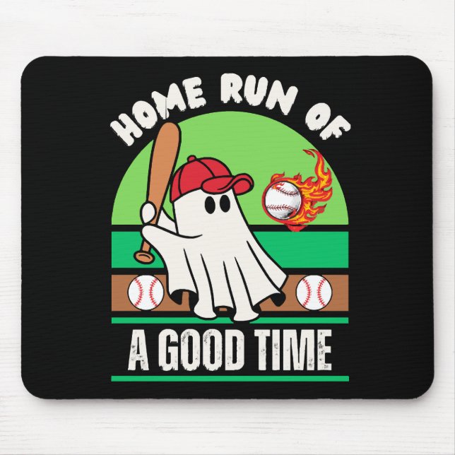 Mousepad Jogador de beisebol fantasma de Halloween (Frente)