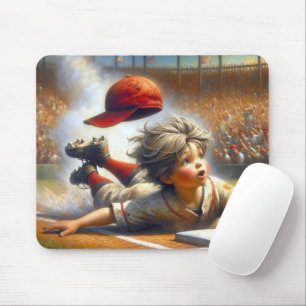 Mousepad Jogador De Beisebol Rapaz Descendo Em Casa