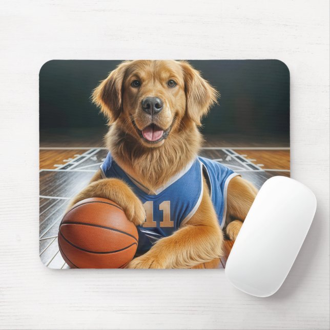 Mousepad Jogador de Bsketball para Retriever de ouro (Com mouse)
