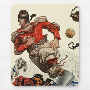 Mousepad Jogador de Futebol Americano Esportivo Vintage e M