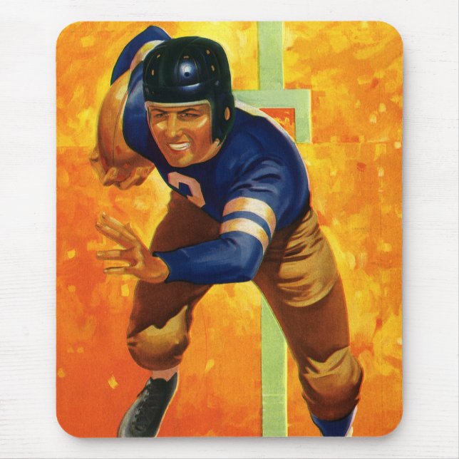 Mousepad Jogador de futebol americano retrô quarterback cor (Frente)
