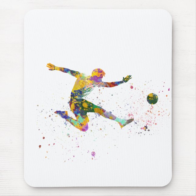 Mousepad Jogador de futebol em aquarela (Frente)