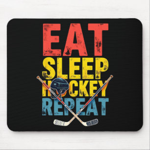 Mousepad Jogador de Hóquei Comer Dormir Hóquei Repetir Vint