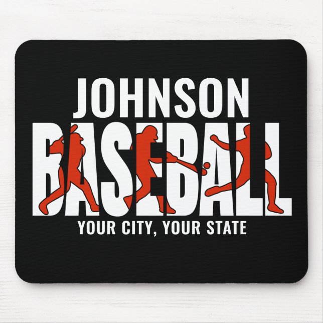 Mousepad Jogador de Jogo de NOMES ADD da Equipe de Baseball (Frente)