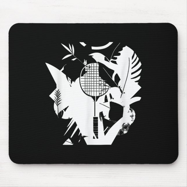 Mousepad Jogador de Peteca com Raquete de Badminton Retro (Frente)
