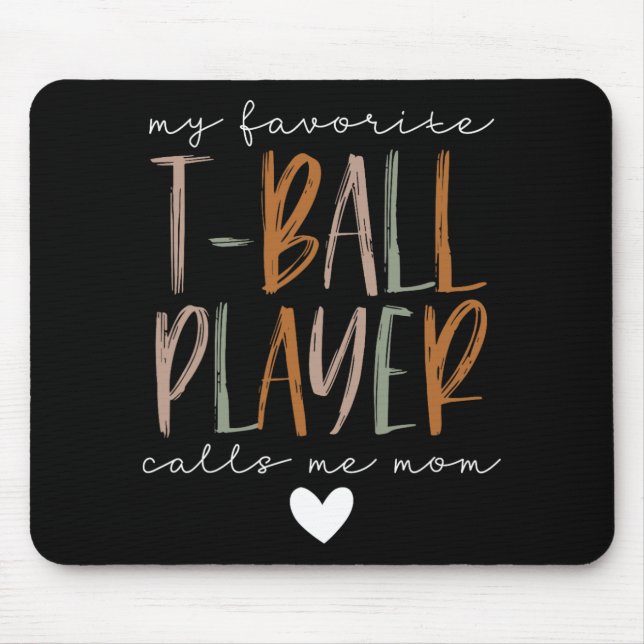 Mousepad Jogador de T-ball favorito Me Chame Mãe Mãe Mãe Mã (Frente)