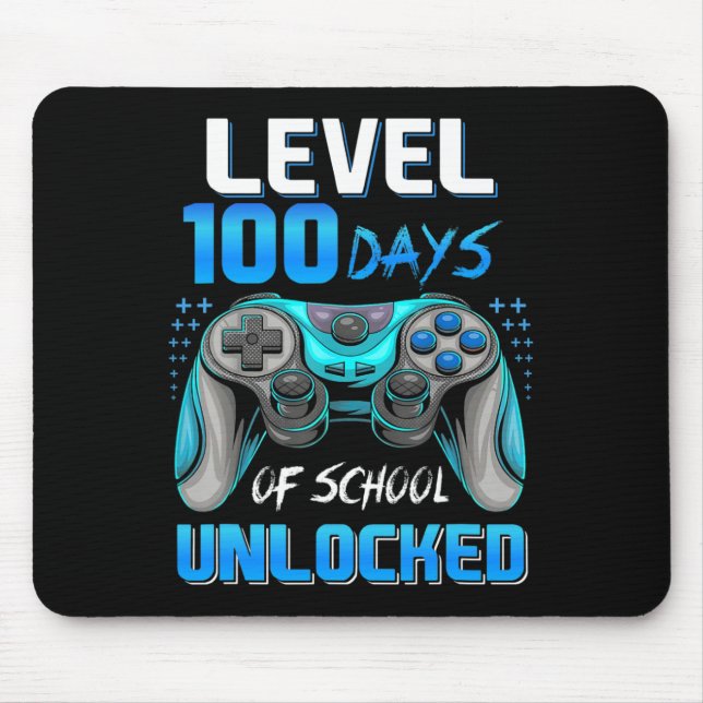Mousepad Jogador De Vídeo 100º Dia De Nível Escolar 100 Dia (Frente)