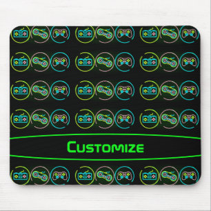 Mousepad Jogador Preto e Neon