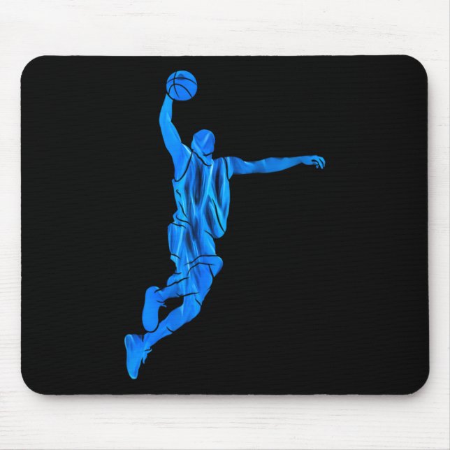 Mousepad Jogador Sketll Slam Dunk Chamas Azuis Arte Abstrat (Frente)