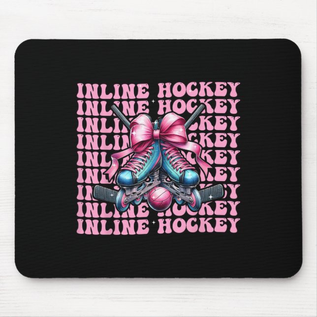 Mousepad Jogadora de Hóquei Inline Garota Coquette Laço Fit (Frente)