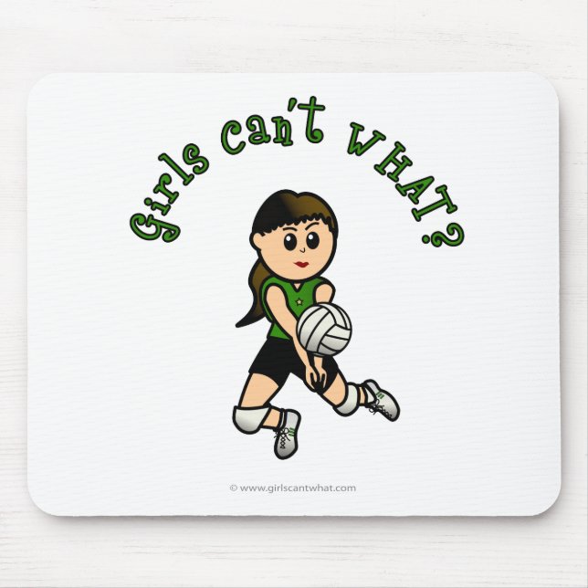 Mousepad Jogadora de voleibol feminino no uniforme verde (Frente)