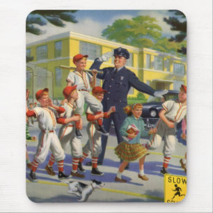 Mousepad Jogadores de beisebol antigos e guarda de trânsito