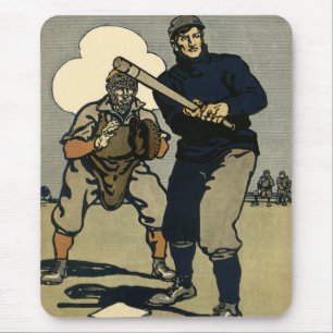 Mousepad Jogadores De Beisebol Esportivos Vintage, Arte Est