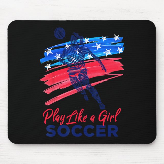 Mousepad Jogar Como Uma Menina Futebol Esporte Crianças Men (Frente)