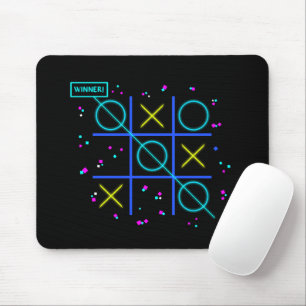 Mousepad Jogo da Velha Neon Retro Vencedor Brilho Gamer Arc