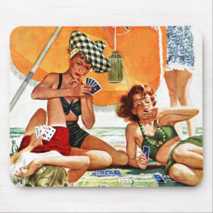 Mousepad Jogo de cartas na praia por Alex Ross