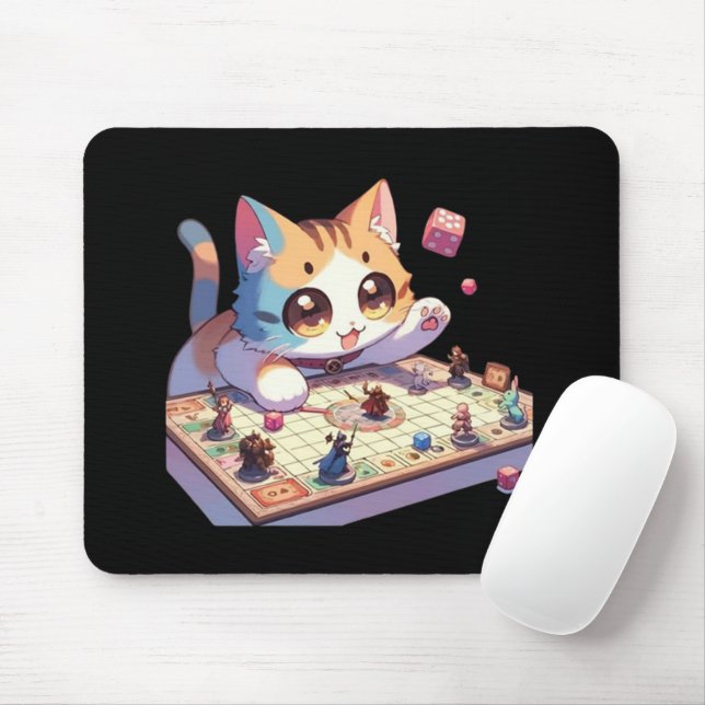 Mousepad Jogo de Tabuleiro Gato Jogando Dados (Com mouse)
