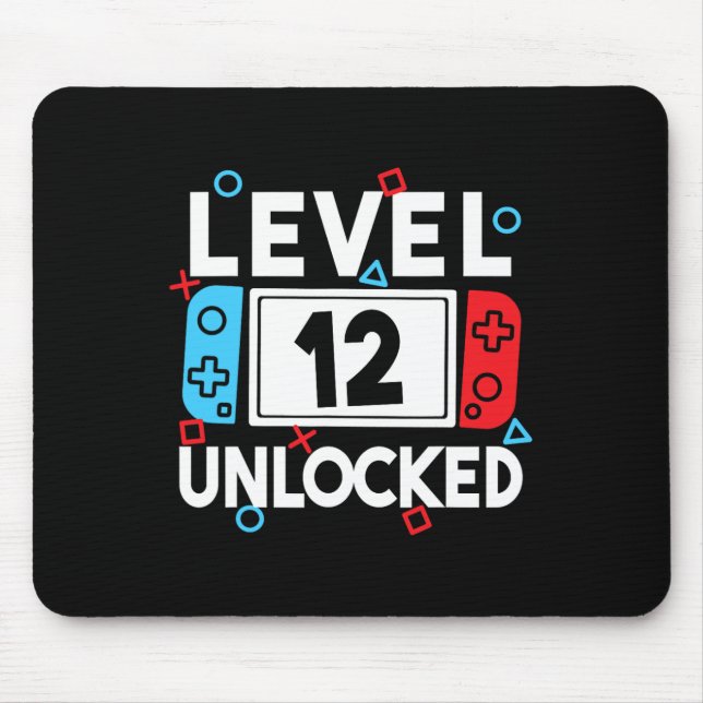 Mousepad Jogo de Vídeo de Aniversário do Nível 12 com 12 de (Frente)
