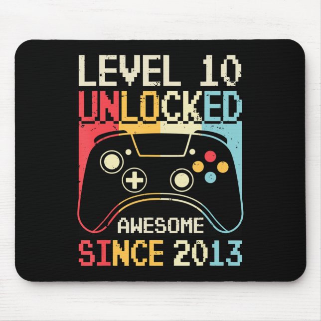 Mousepad Jogo de Vídeo Desbloqueado do Nível 10 10º Anivers (Frente)